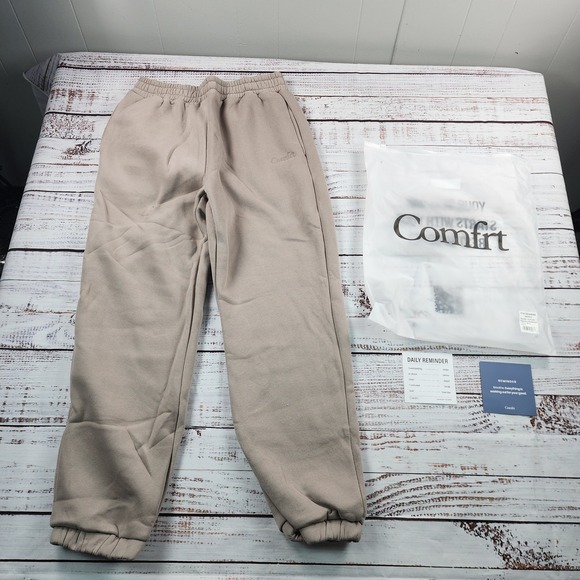 Comfrt Pants - Comfrt Signature Sweatpants Unisex L Bark Brown Heavyweight Fleece Joggers NEW